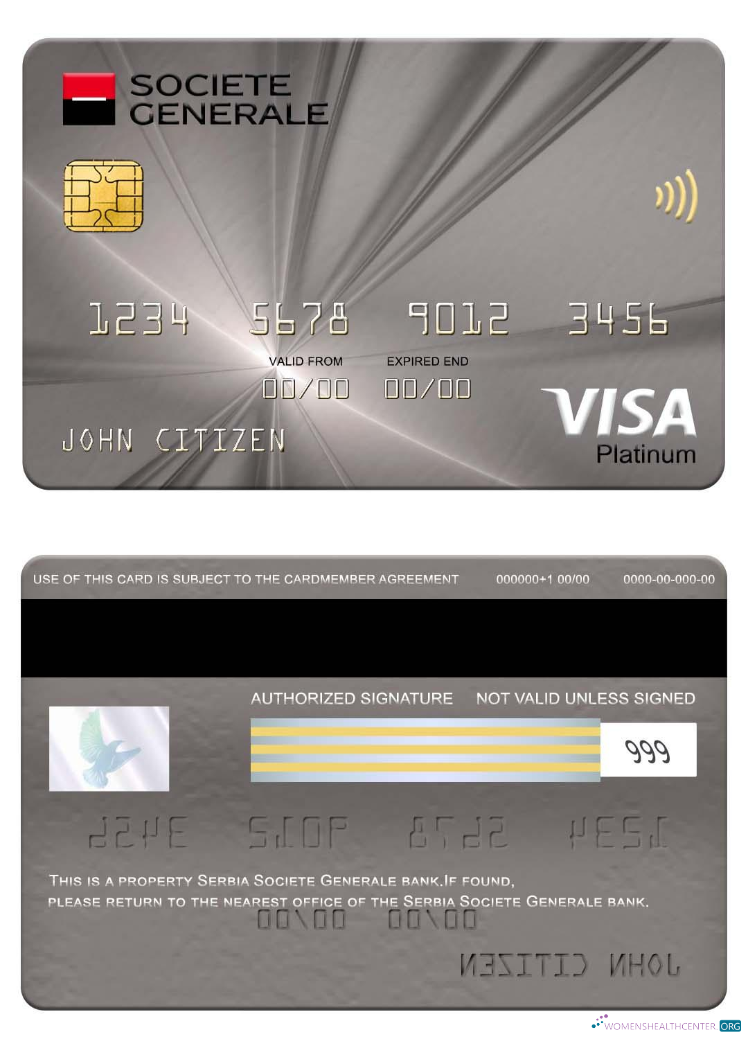 Download Serbia Societe Generale bank visa platinum card Photoshop template